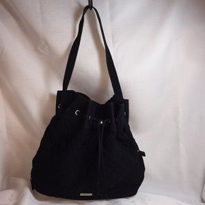Vera Bradley black quilted bucket tote bag purse